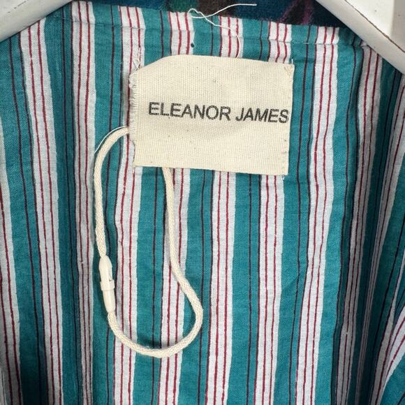 Eleanor James Penny Velvet Lounge Jacket Women M/L Blue Floral Boho Fall Pocket - Picture 7 of 9